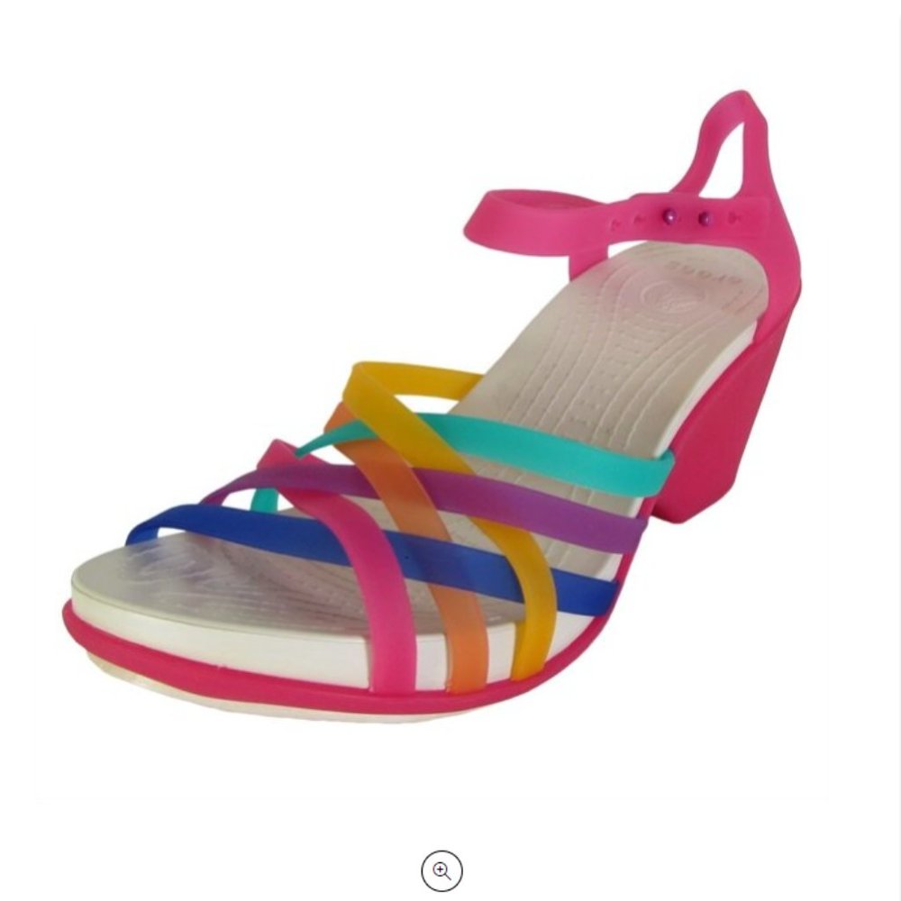 Crocs Womens Huarache Wedge Sandal Shoes, Multi/Candy